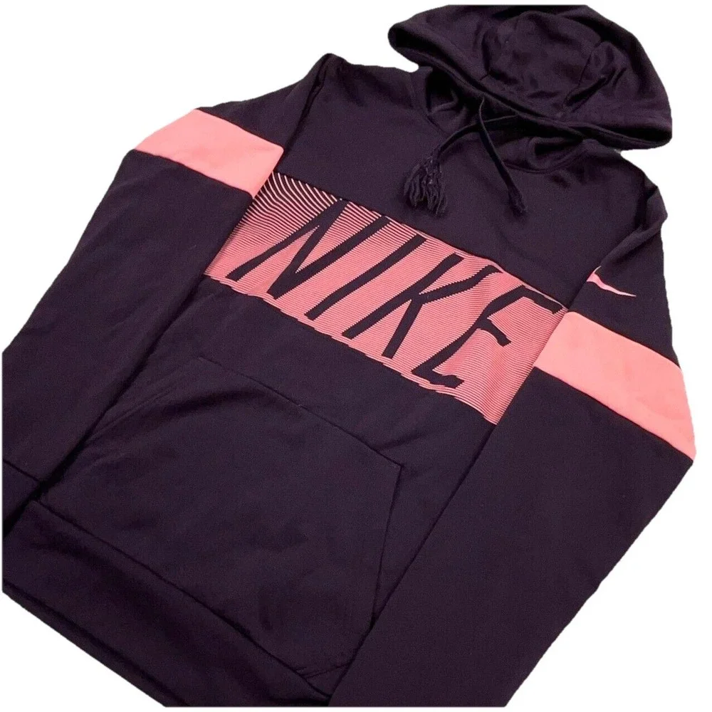 Nike Hoodie Women‎ Medium Purple Pink Sweatshirt Sweater Dri Fit Mint Spell Out